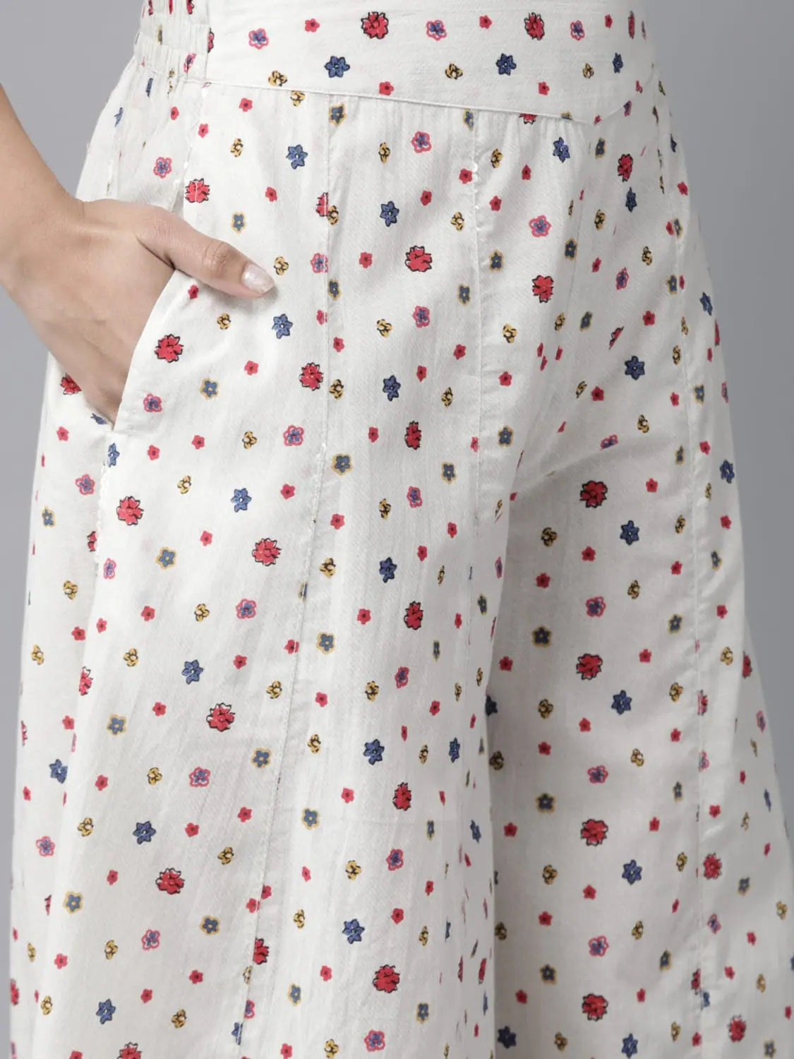 Peach Cotton Kurta Palazzo Set - Mexican Print with Mask