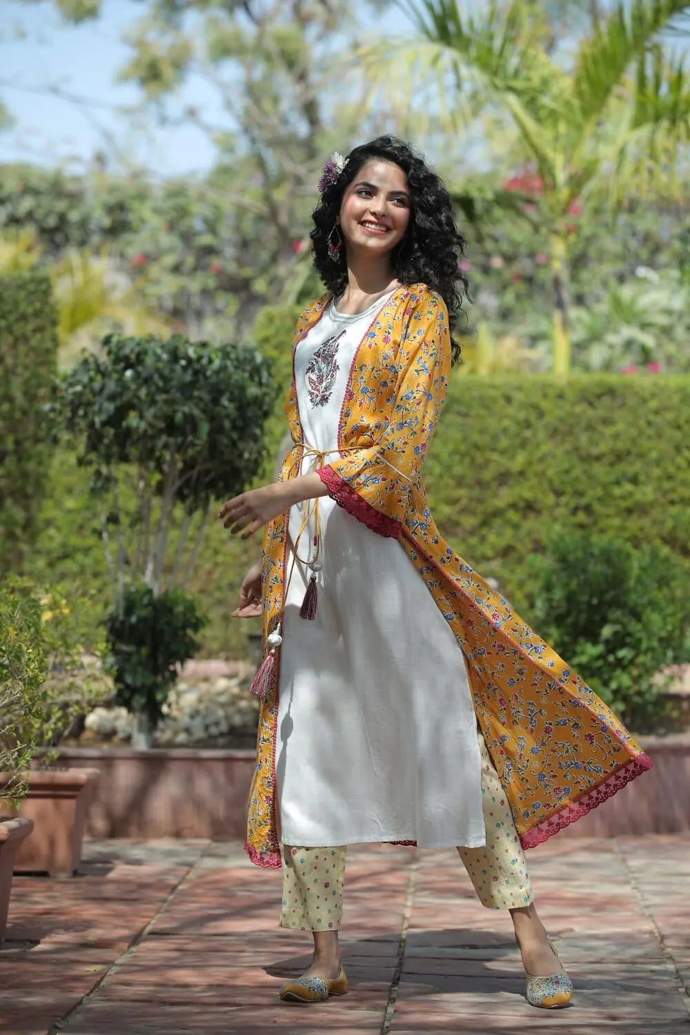 Mustard Jacket Style Kurta Pant Set | Designer Kurta Sets