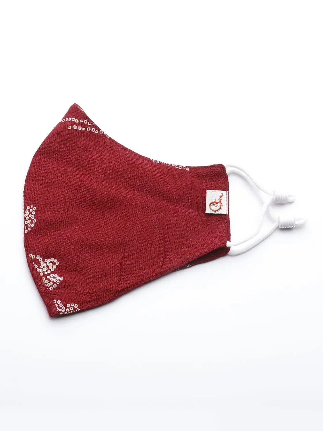 Maroon Bandhani Kurta With Mask | Indian Kurtis for Women