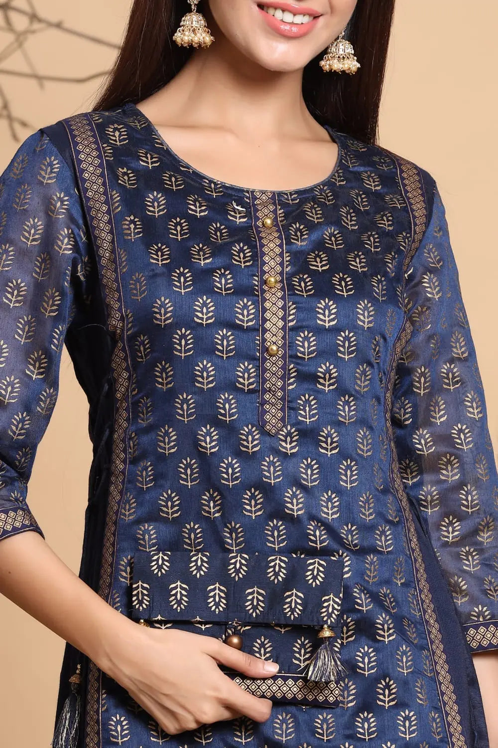 Chanderi Silk Kurta Dress with Purse | Indian Dresses Online