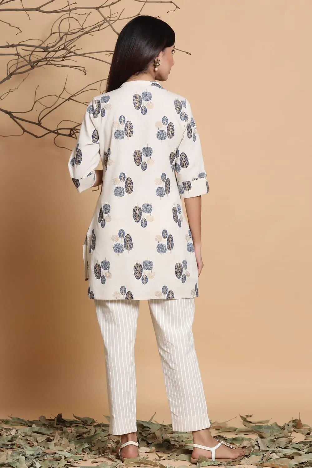 Cotton High Low Kurta with Mask - Printed Indian Kurta Ladies