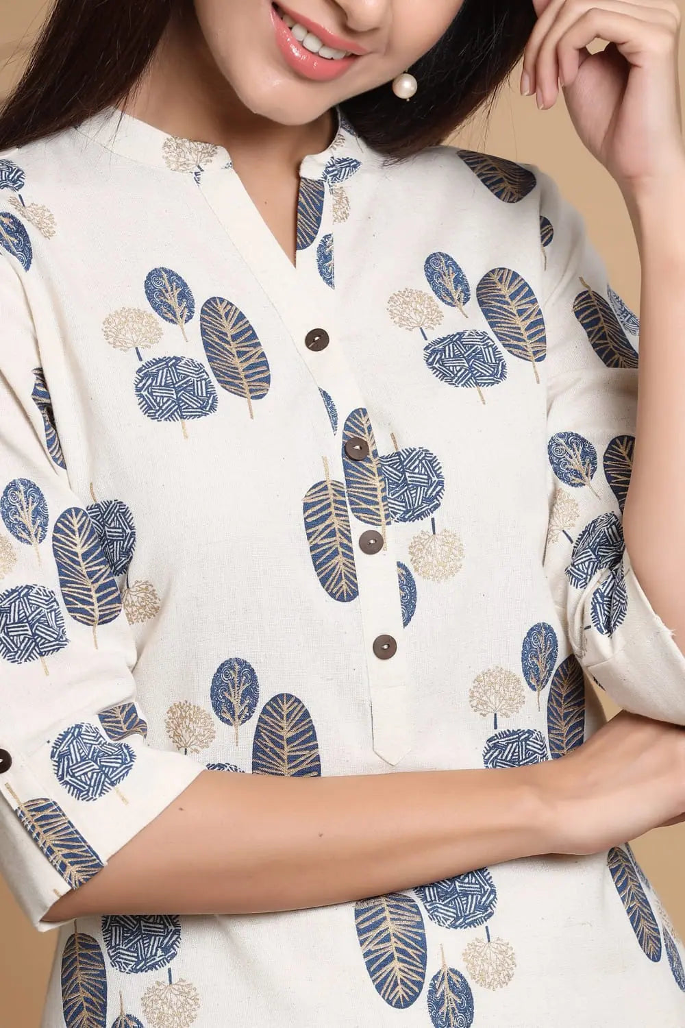 Cotton High Low Kurta with Mask - Printed Indian Kurta Ladies