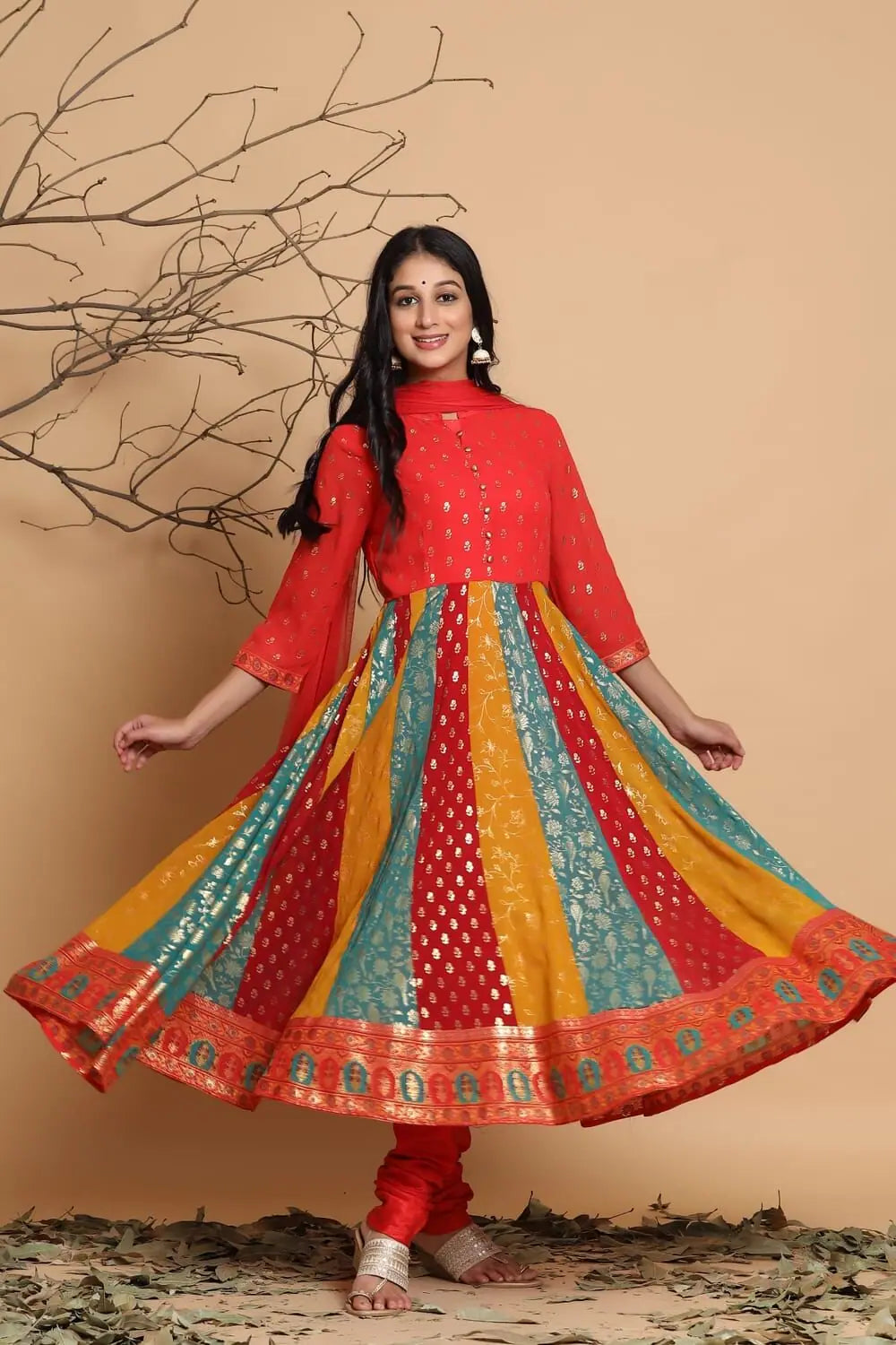 Printed Georgette Anarkali Kurta Set - Stylish Indian Anarkali