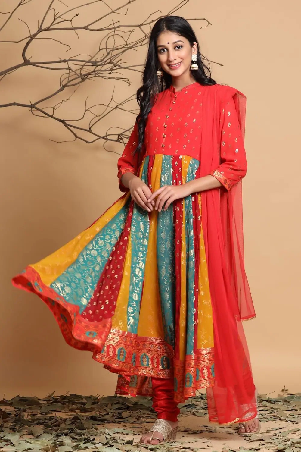 Printed Georgette Anarkali Kurta Set - Stylish Indian Anarkali