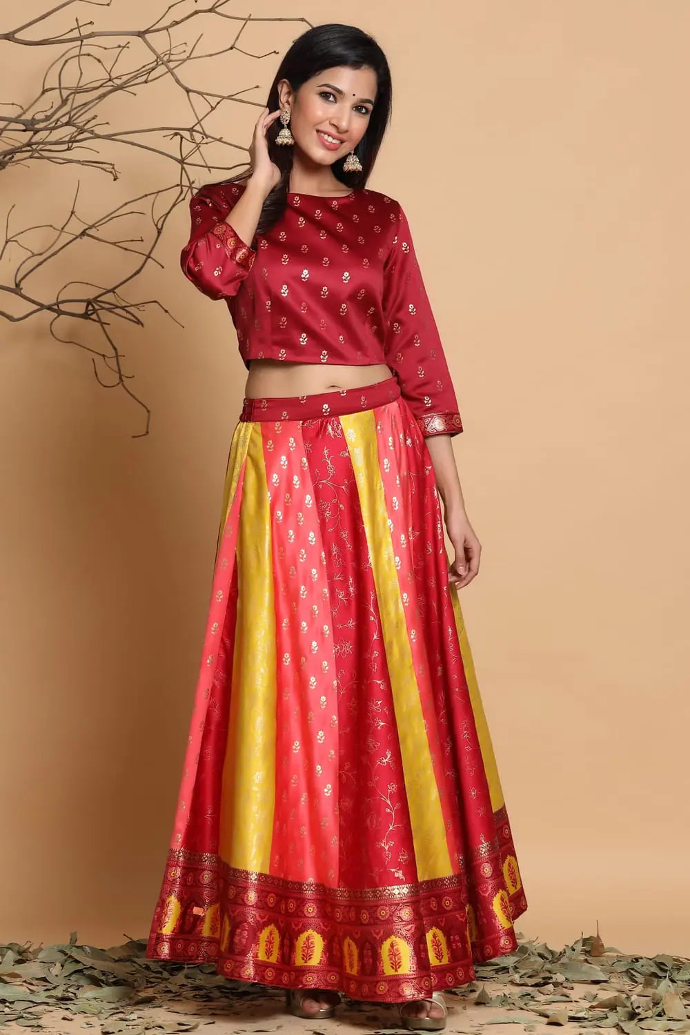 Dull Satin Printed Lehenga Choli - Women's Lehenga Collection