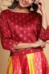 Multi Dull Satin Printed Lehenga Choli