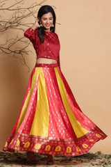 Multi Dull Satin Printed Lehenga Choli