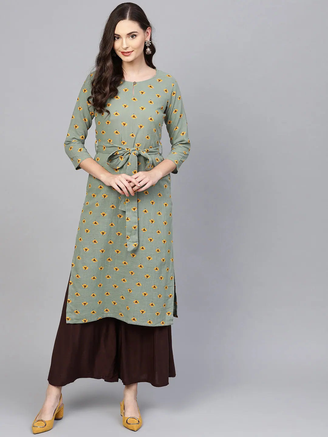 Green Printed Cotton Kurti - Festive Indian Kurta for Women