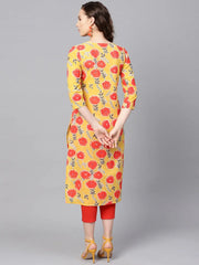 Women Printed Stylish Yellow Color Kurti