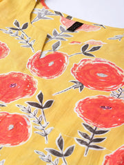 Women Printed Stylish Yellow Color Kurti