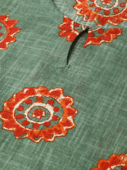 Women Cotton Fabric Rama Green Color Fancy Daily Wear Kurti