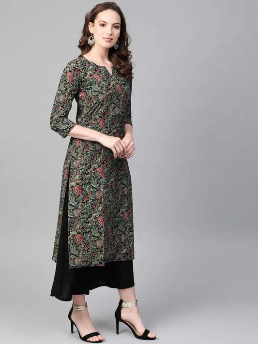Women Printed Black Cotton Fabric Kurti 792