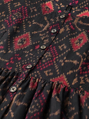 Women Black Maroon Color Cotton Fabric Printed A Line Kurta