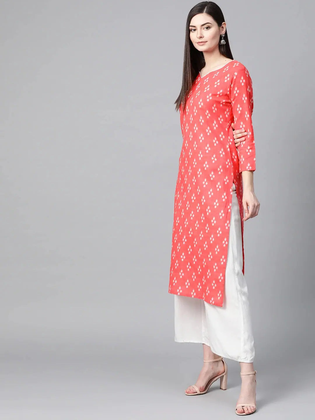 Simple Pink Kurti - Women's Cotton Indian Kurta Ladies Tunic Top
