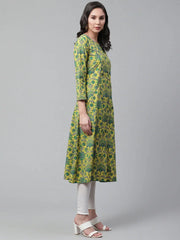 Women Yellow Floral Solid Kurtas