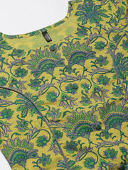 Women Yellow Floral Solid Kurtas