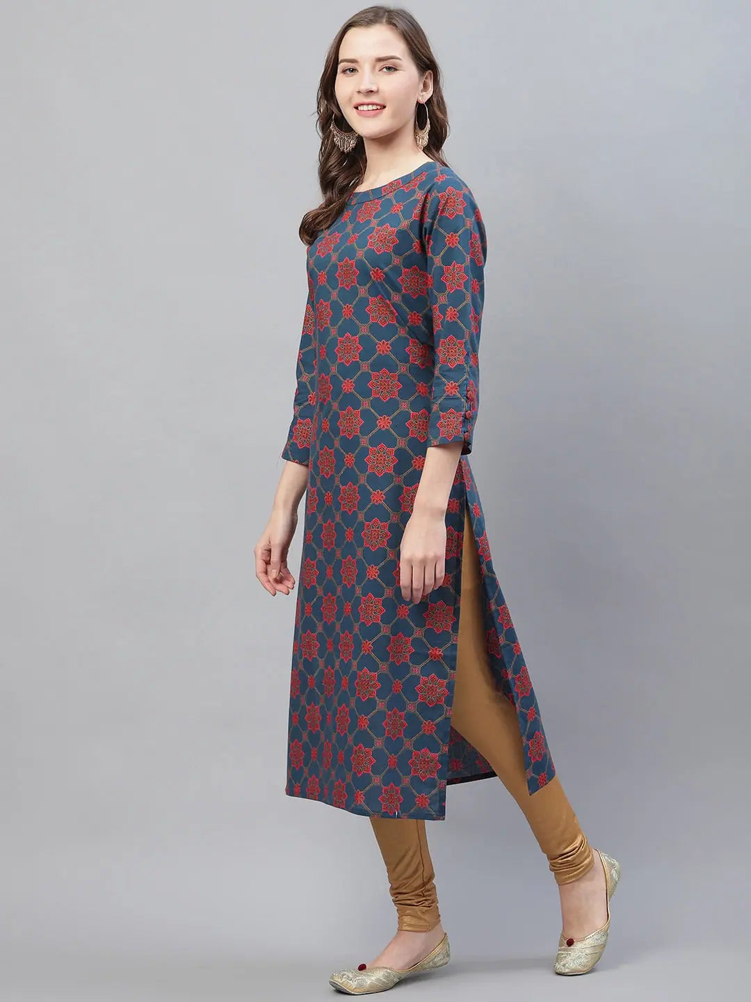 Printed Cotton Kurti - Simple Indian Kurta for Women | Tunic Top