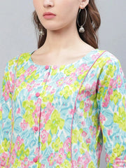 Women Multicoloured Floral A Line Printed Kurta