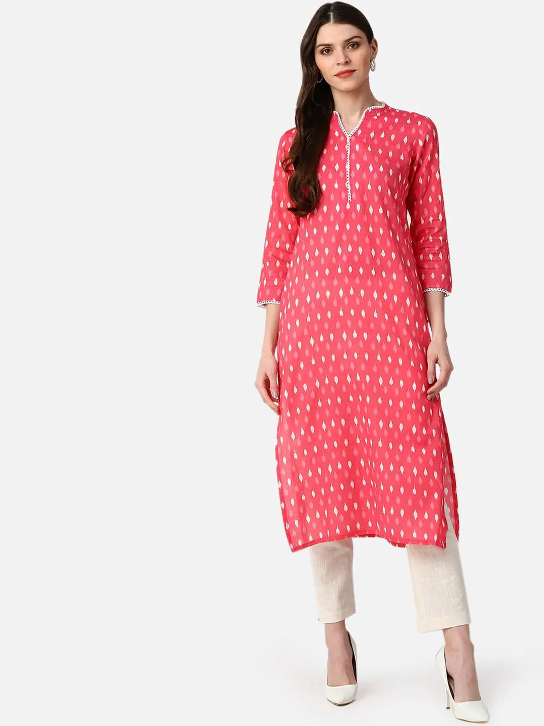 Pink Printed Kurti - Casual Cotton Tunic Top for Women