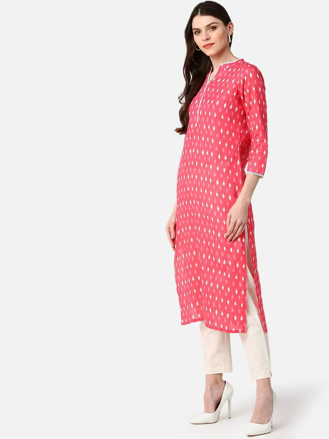 Pink Printed Kurti - Casual Cotton Tunic Top for Women