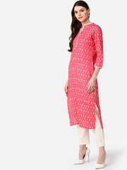 Women Casual Wear Pink Printed Kurti