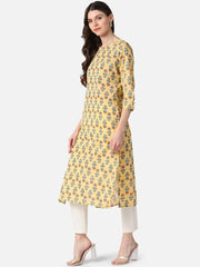 Women Cream Printed Daily Wear Kurti