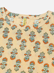 Women Cream Printed Daily Wear Kurti
