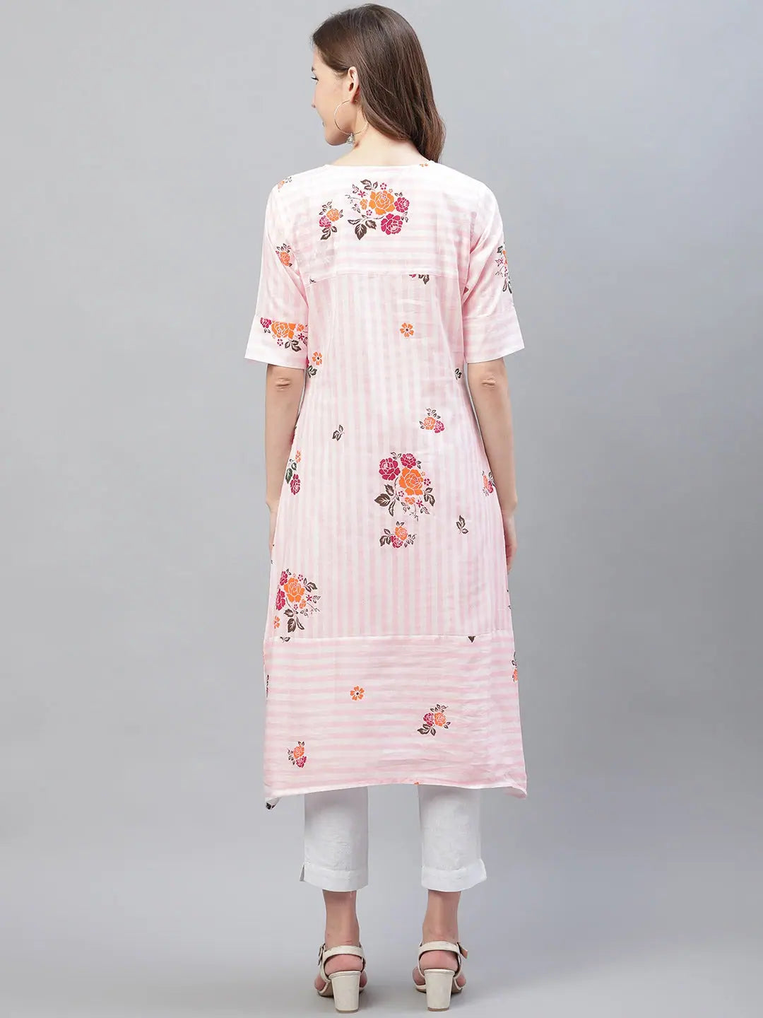 Pink Printed Cotton Kurti - Daily Wear Indian Kurta for Women