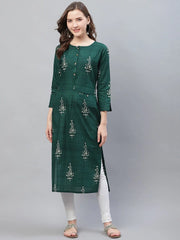 Women Fancy Occasion Wear Green Printed Kurti
