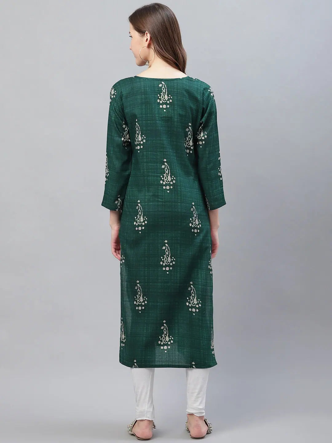 Green Printed Indian Kurti - Fancy Paisley Tunic Top for Women