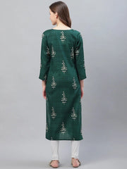 Women Fancy Occasion Wear Green Printed Kurti