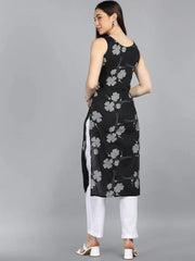 Women Black Floral Printed Kurta
