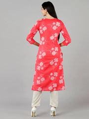 Women Pink Floral Kurtas