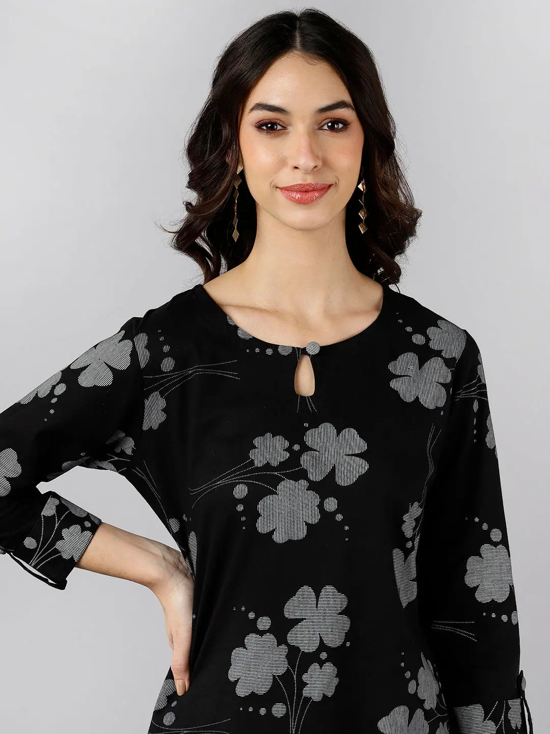 Black Floral Cotton Kurtas | Stylish Indian Kurtis for Women