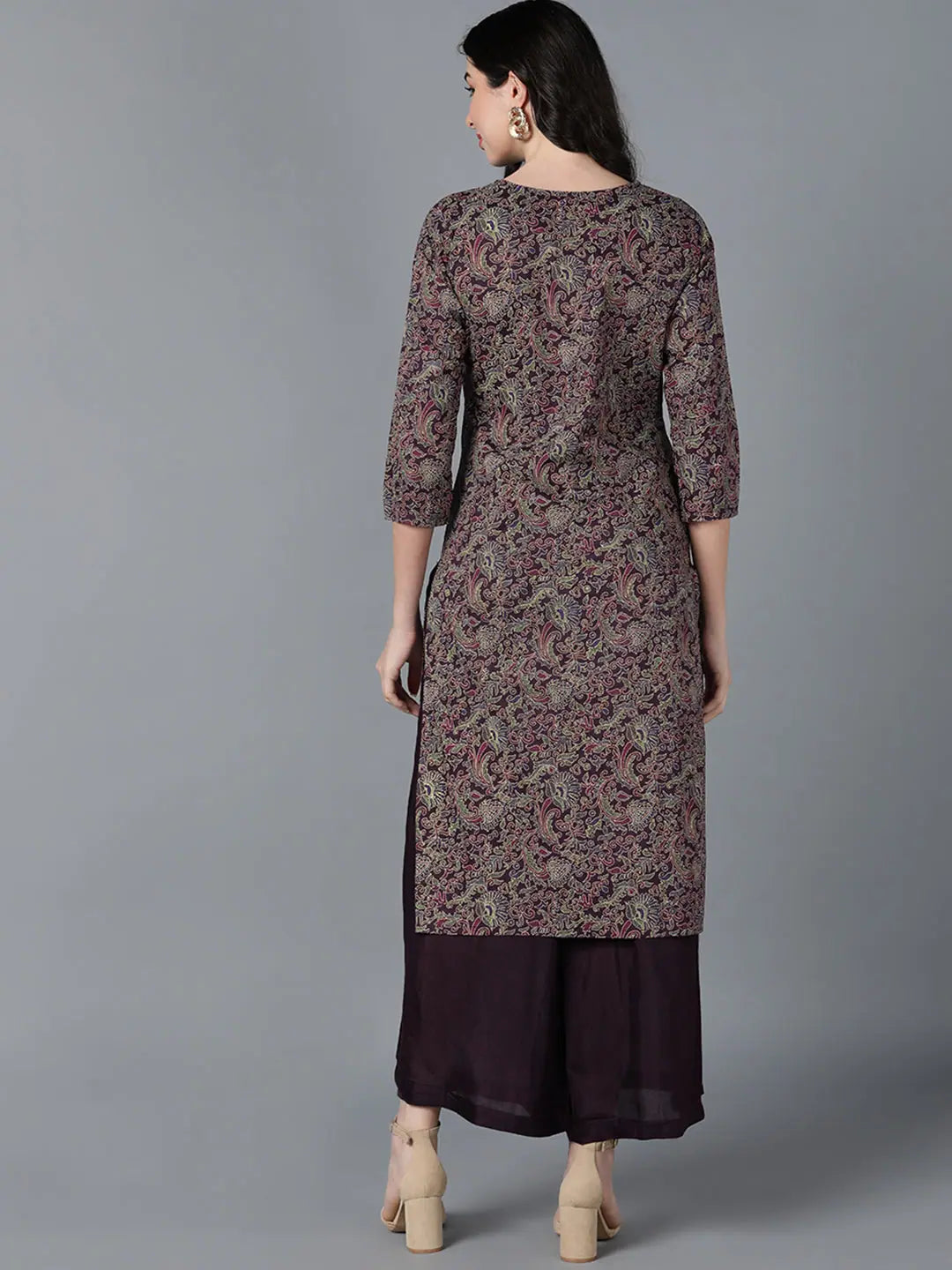Purple Cotton Ethnic Printed Indian Kurtas for Ladies