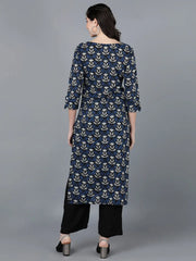Women Cotton Navy Blue Printed Kurtas 1