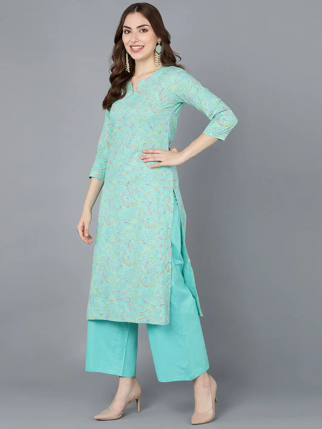 Sea Green Cotton Indian Kurtas - Shop Ladies' Ethnic Kurtas Now