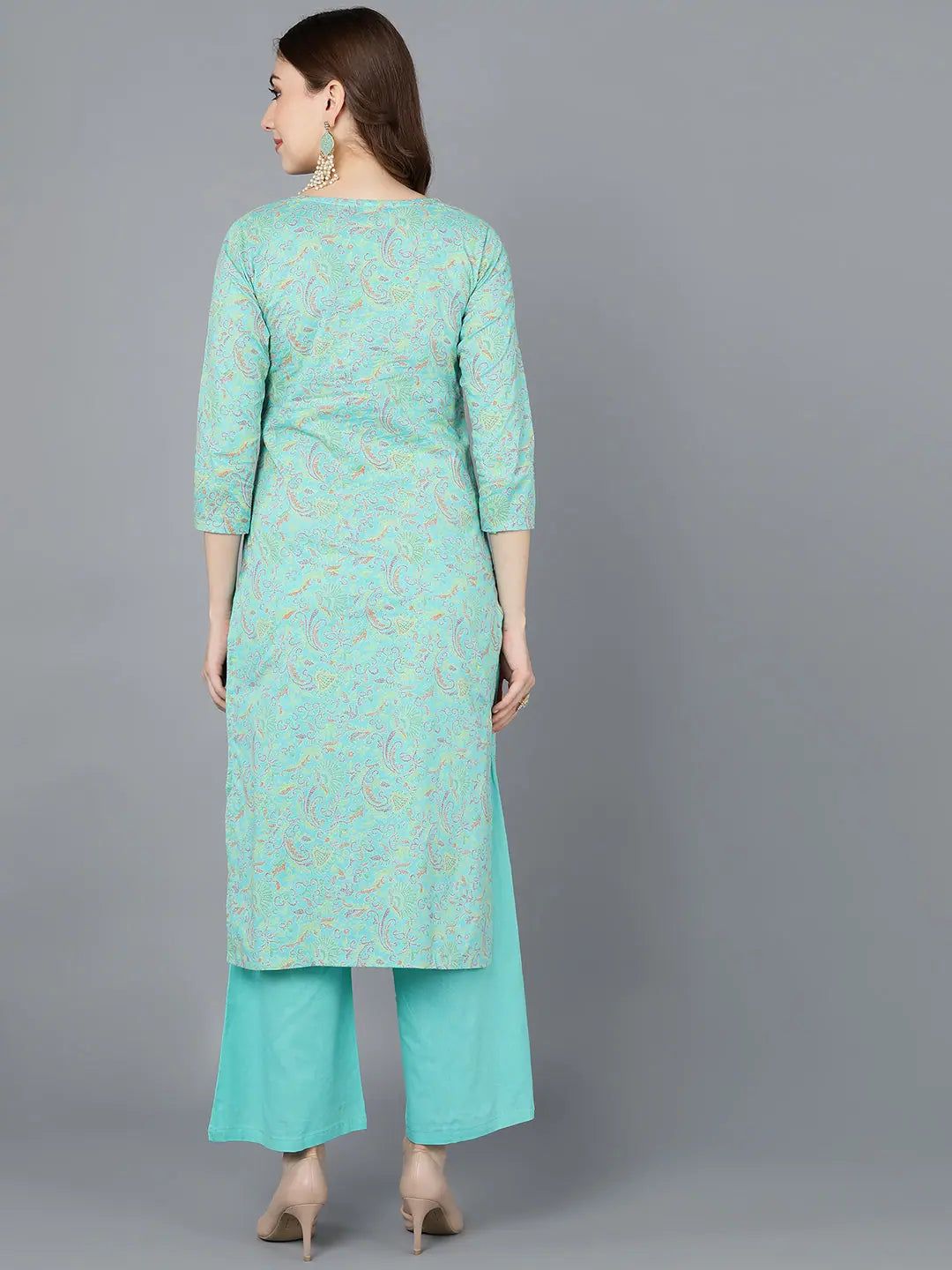 Sea Green Cotton Indian Kurtas - Shop Ladies' Ethnic Kurtas Now