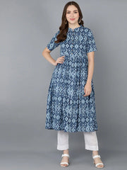 Women Blue Cotton Geometric Printed 1
