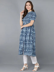 Women Blue Cotton Geometric Printed 1