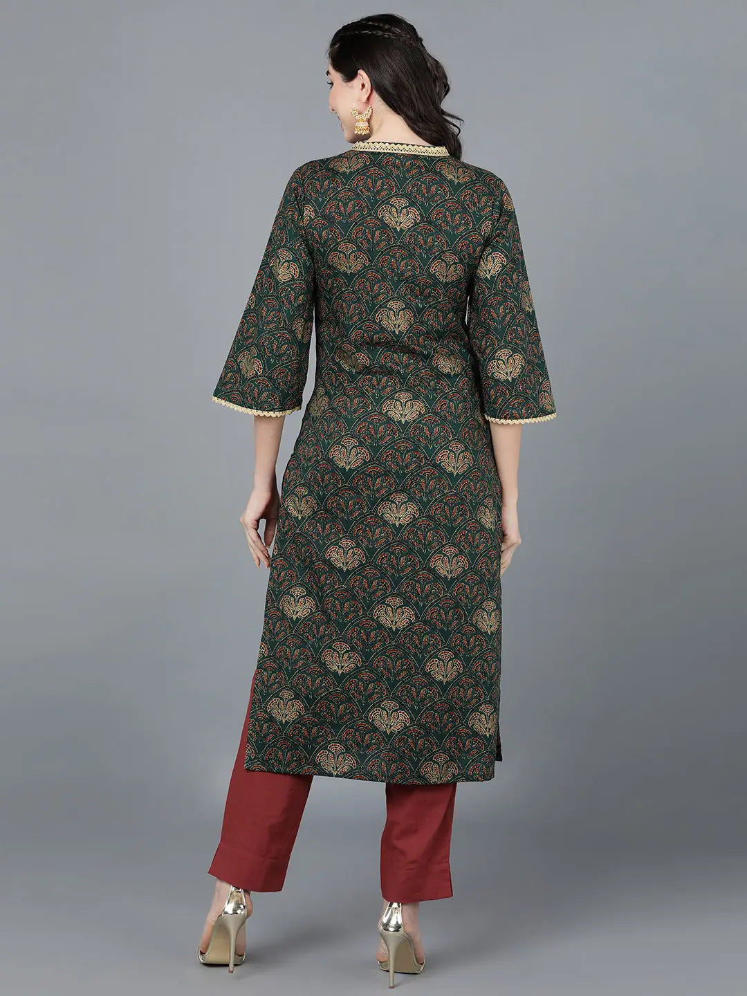 Mustard Cotton Floral Indian Kurtis - Elegant Kurtas for Women