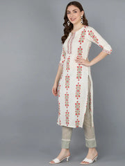 Women Off White Cotton Ethnic Motifs