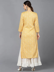 Women Yellow Cotton Geometric Printed Kurtas 1