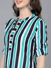 Women Multi Cotton Striped Printed Kurtas