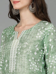 Women Green Silk Geometric Printed