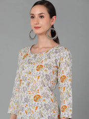 Women Grey Cotton Floral Printed