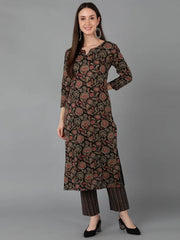 Women Black Cotton Floral Printed 1