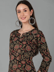 Women Black Cotton Floral Printed 1