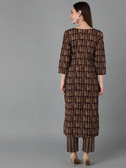 Women Maroon Cotton Paisley Printed