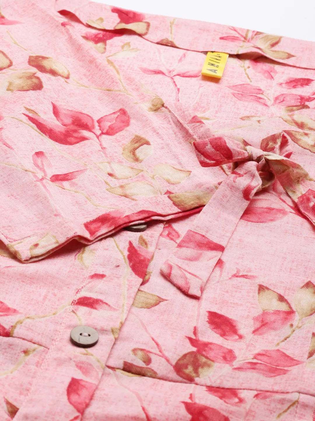 Pink & Brown Printed A-Line Dress | Indian Cotton Dresses Pink & Brown Printed A-Line Dress | Indian Cotton Dresses